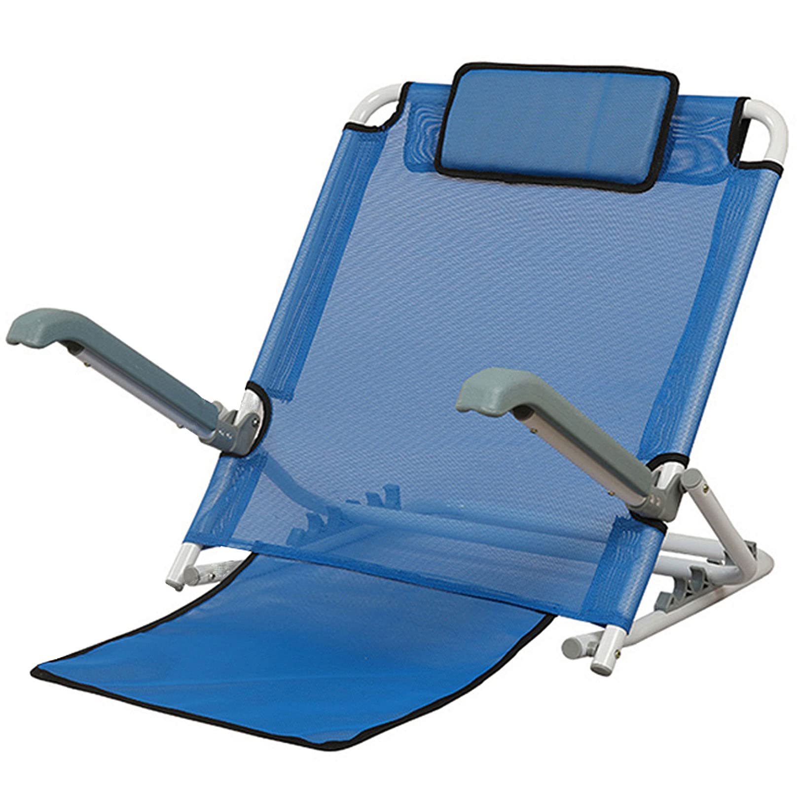 Bed Support for Sitting Up in Bed, 5 Gears Adjustable Angle Back Rest with Adjustable Pillow and Handrails for Elderly, Recouperation and Users with Limited Mobility