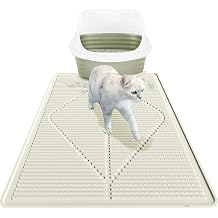 Mofason Cat Litter Mat XXL, Pearl Waterproof Litter Box Mats Extra Large | Washable 38"x25" silicone kitty litter box mat for floor; jumbo extra large pet trapping rug pad, cat litter matt easy clean