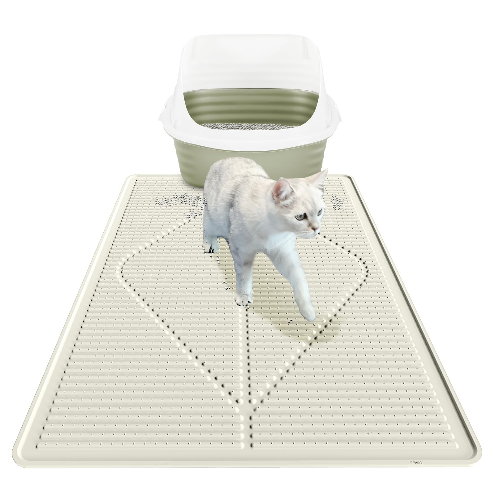 Mofason Cat Litter Mat XXL, Pearl Waterproof Litter Box Mats Extra Large