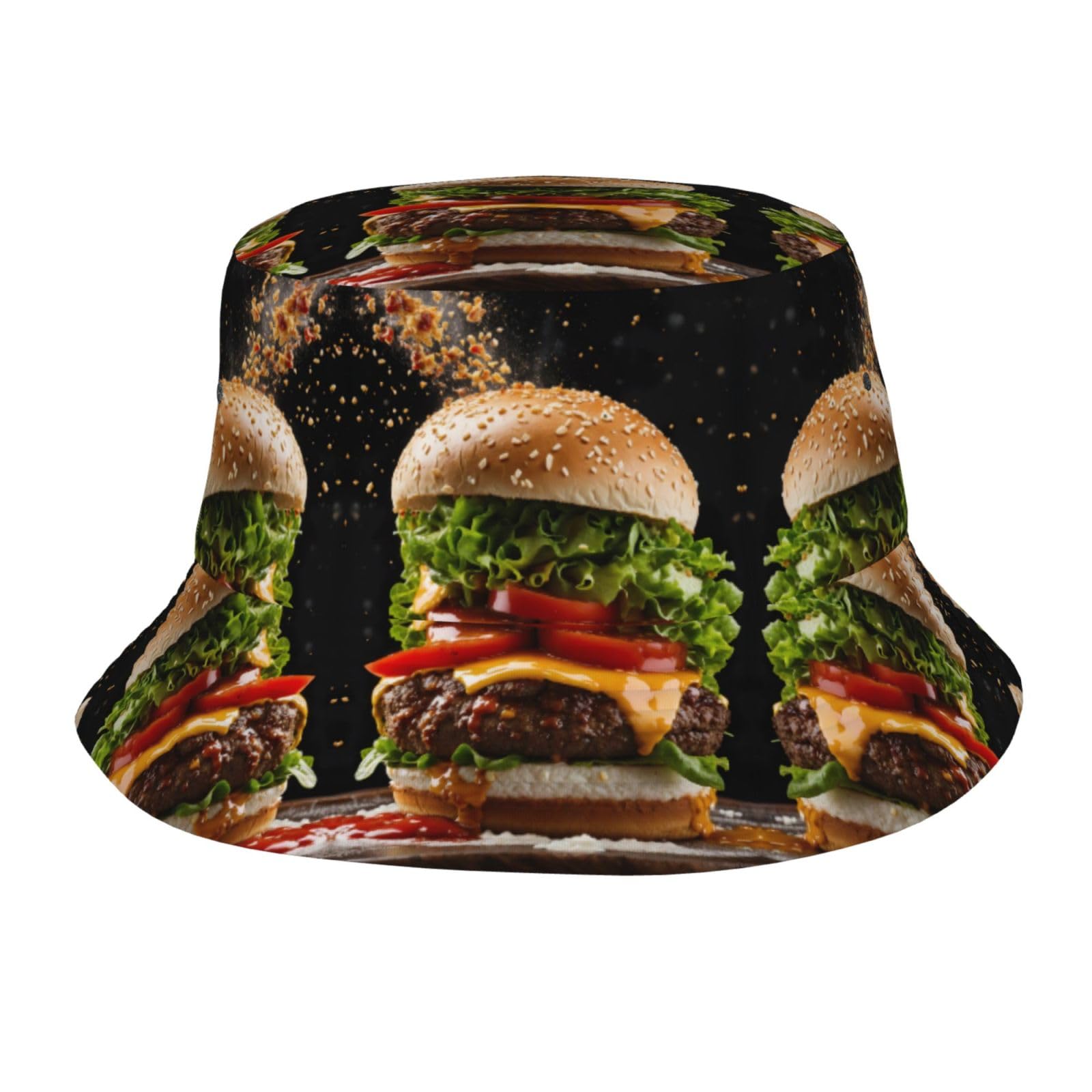 Kfjghhl Food Print Bucket Hat Unisex Lightweight Outdoor Summer Beach Fisherman Headwear Getaway Vacation Black