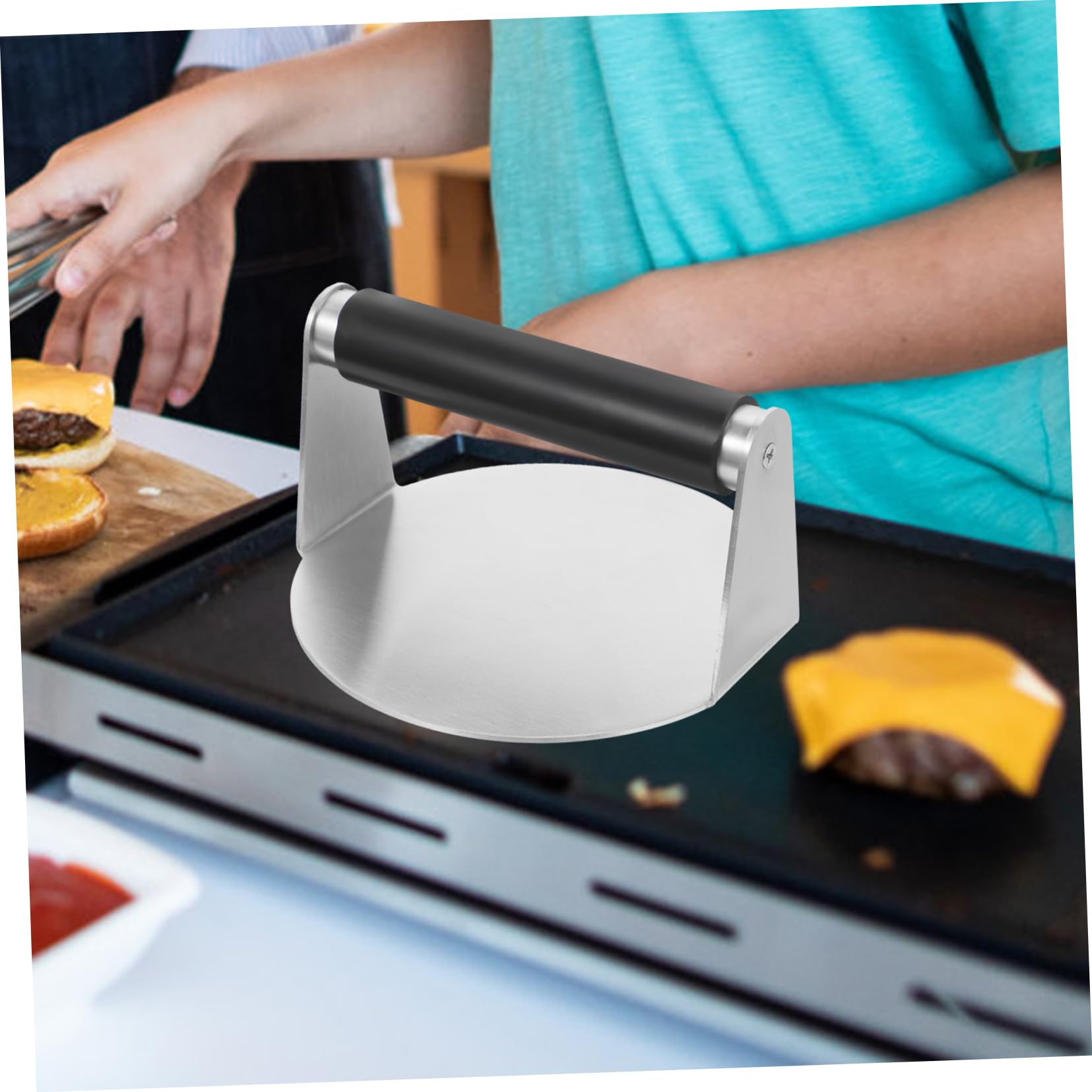 Toyvian Pressa per Hamburger in Acciaio Inox Manico Ergonomico da Cucina