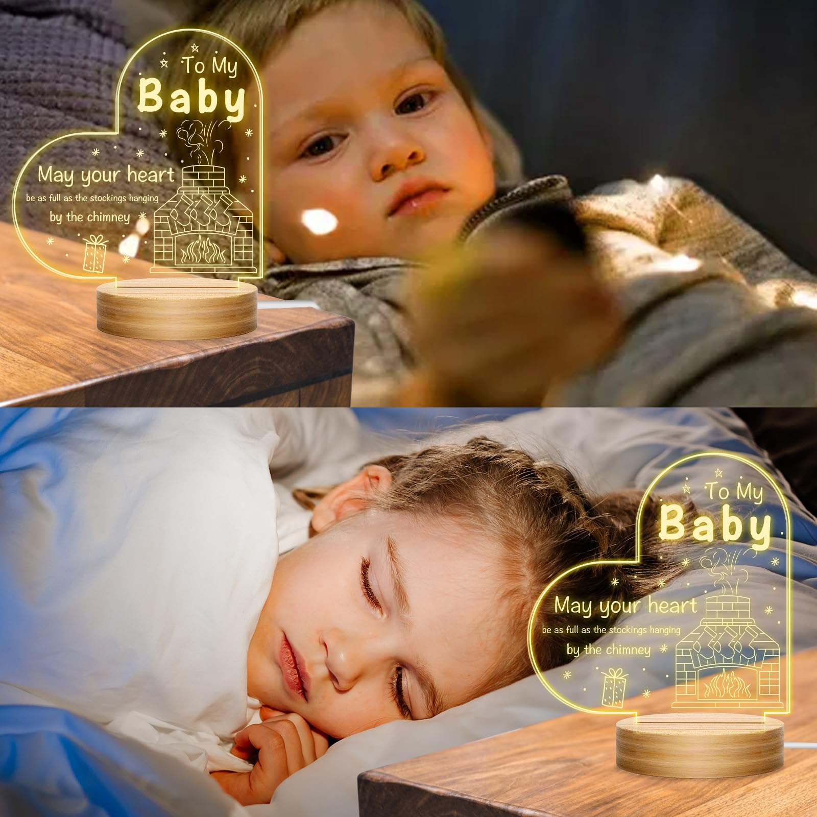 Regalo di Natale per giocattoli per bambini, lampada notturna 3D con incisione, luce notturna con incisione, regalo religioso per battesimo con parole di preghiera, lode cristiana e ispirazione per