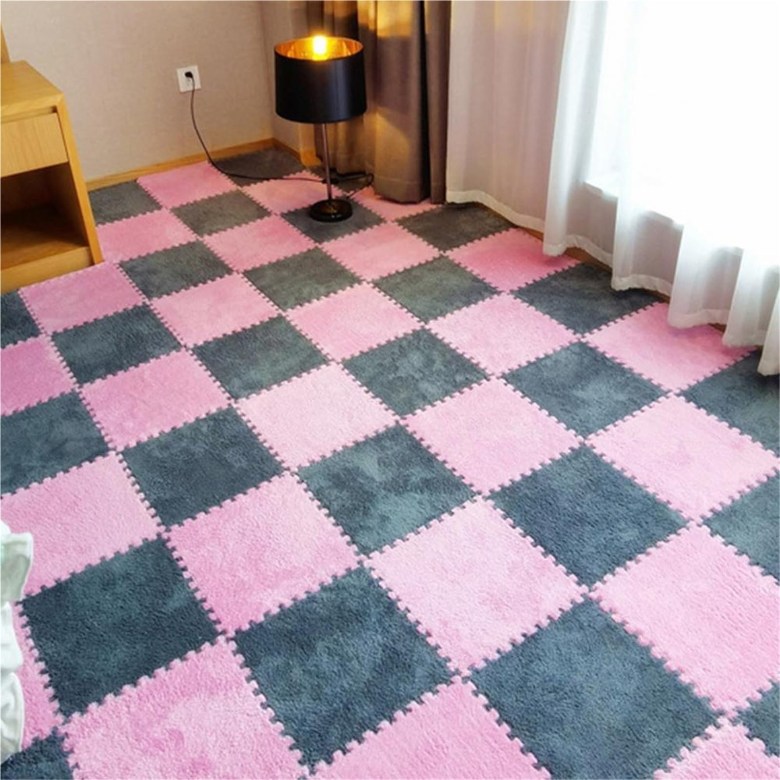Pluszowa mata puzzlowa, Puzzle Dywan Piankowa Mata Podłogowa 10szt Wielokolorowa 30x30cm(Color 18)
