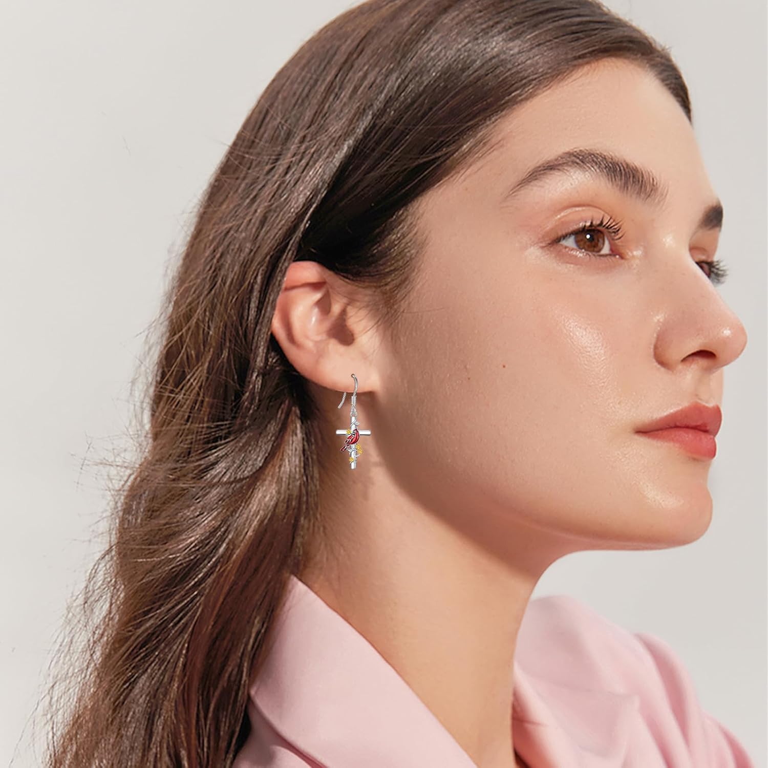 Cardinal/Hummingbird/Parrot Earrings for Women 925 Sterling Silver Bird Dangle Drop Leverback Earrings Hypoallergenic Cardinal Jewelry Christmas Birthday Gifts - Image 4