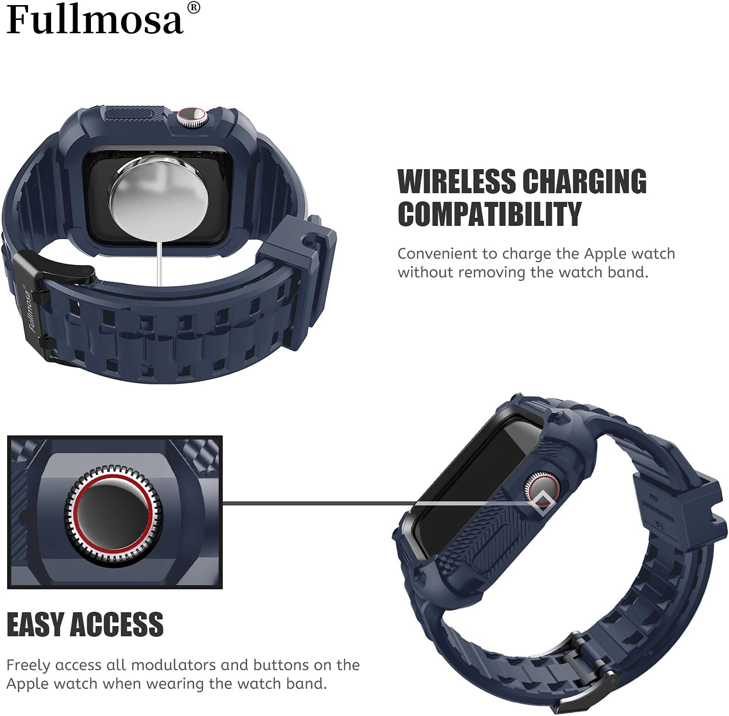 Fullmosa Compatible with Apple Watch Straps 45mm with Bumper Case for Men Women TPU Rugged iWatch Strap for Apple Watch Series 9/8/7 - Image 4