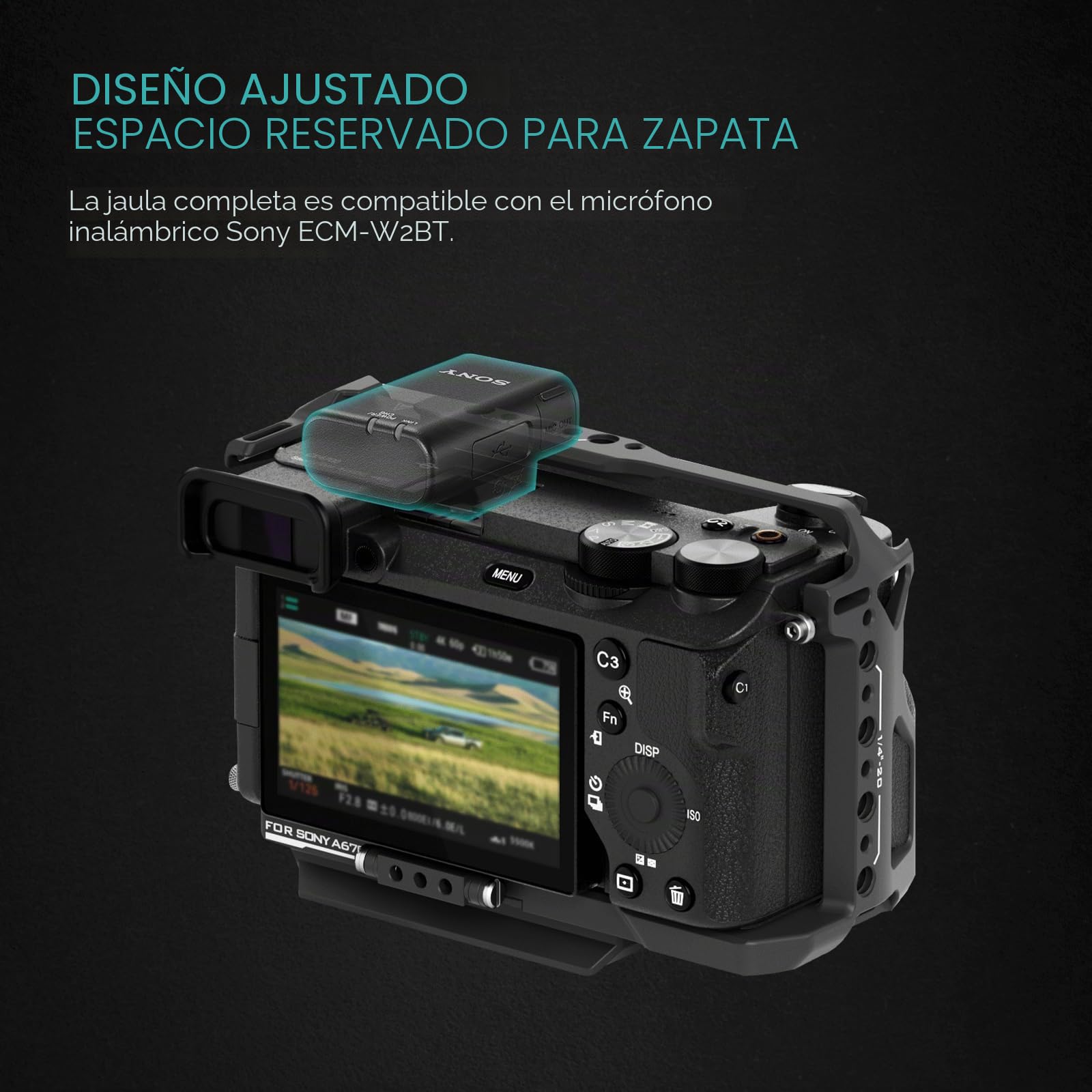 Tilta A6700 Cage, Jaula de cámara completa compatible con Sony a6700 con placa base Arca y abrazadera de cable HDMI - Negro TA-T54-FCC-B