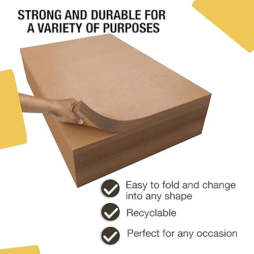 Vista 2 de Kraft Paper Sheets - 20 x 30 in. - 480 Sheets of Brown Wrapping Paper – Heavy Duty Craft Paper for Shipping - Light Brown Construction Paper - 80