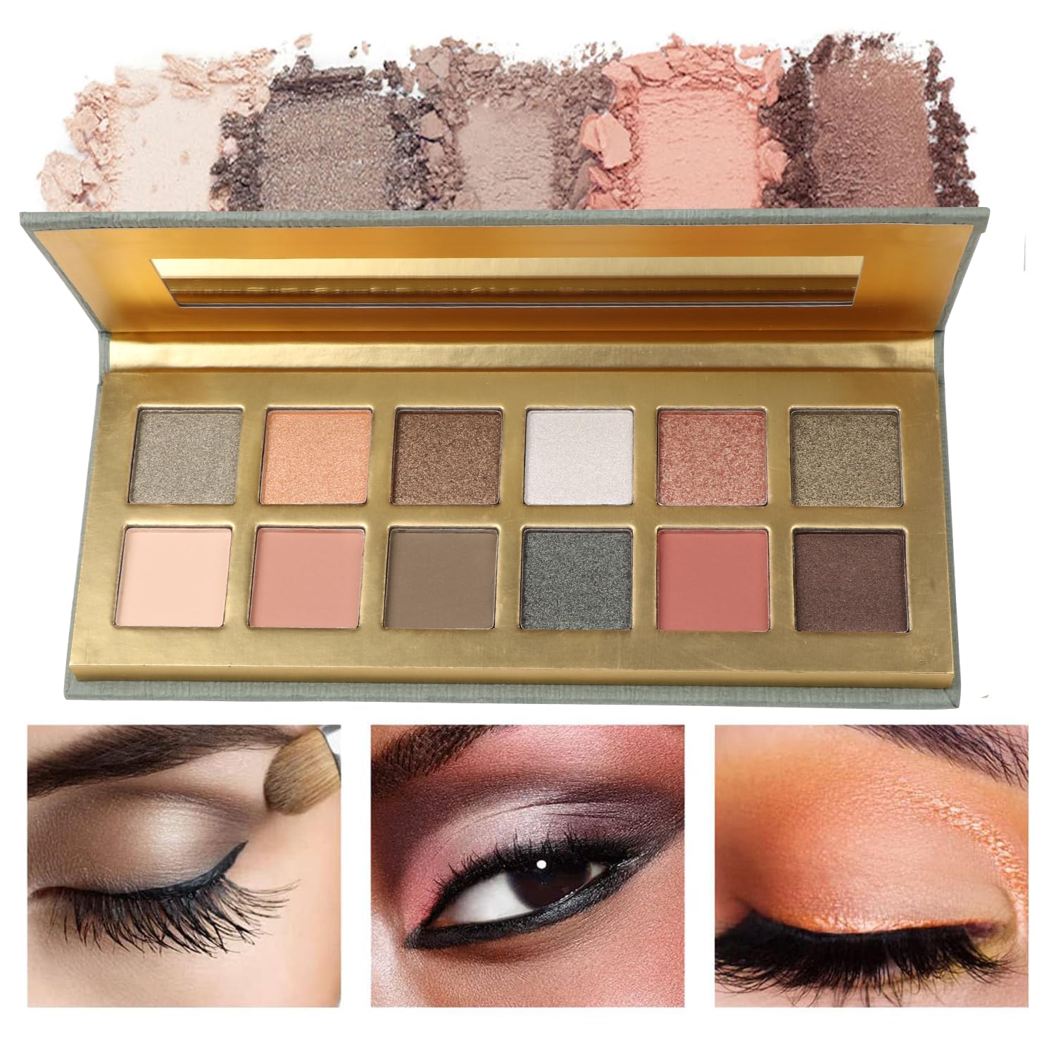 12 Colors Naked Eyeshadow Makeup Palette Matte & Pearlescent Make Up Pallet with Mirror Highly Pigmented Long Lasting Waterproof Travel Size Gift Kit