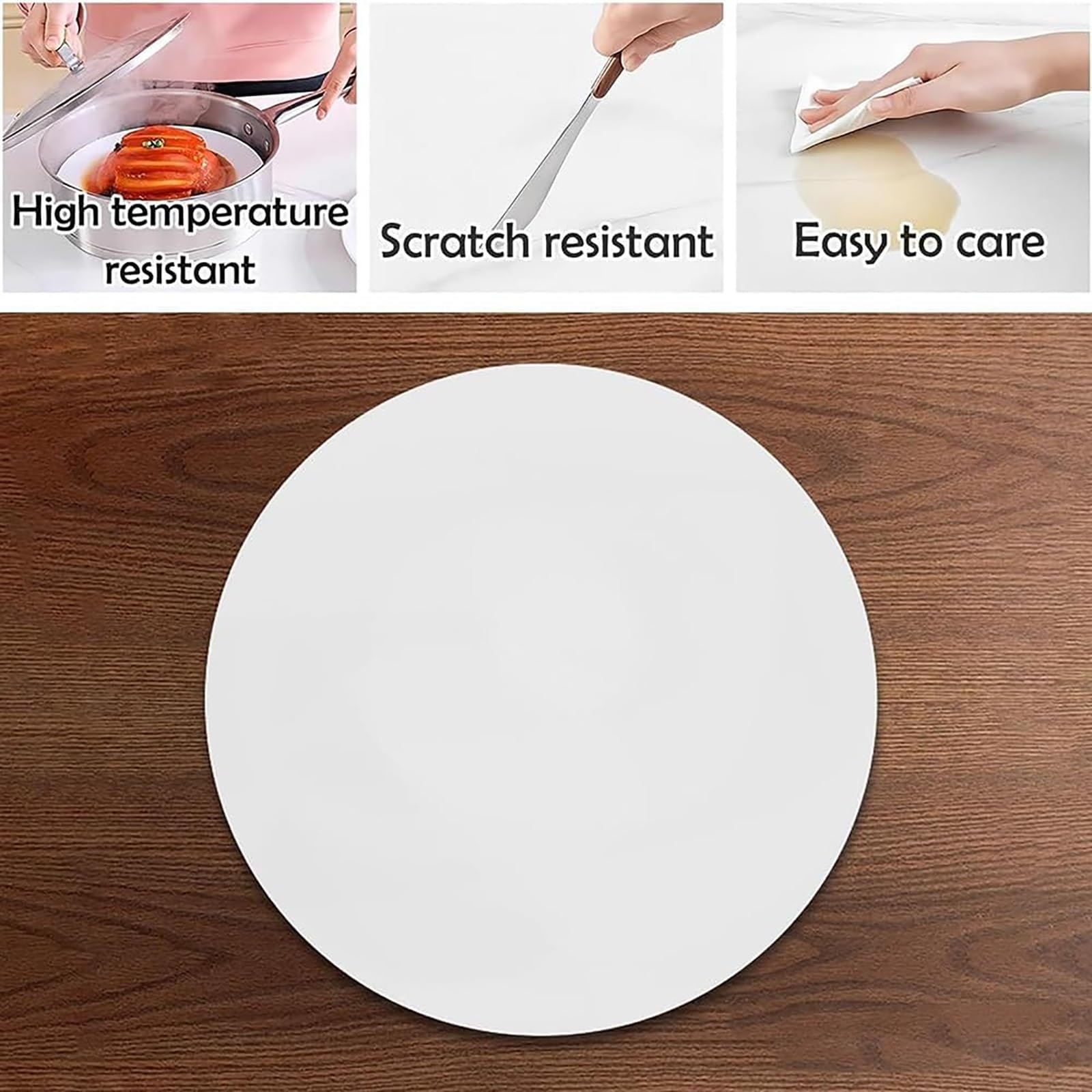 Grande vassoio da portata in legno bianco Lazy Susan, robusto piatto girevole rotondo per tavolo da pranzo e cucina, vassoio rotante resistente per uso domestico e alberghiero