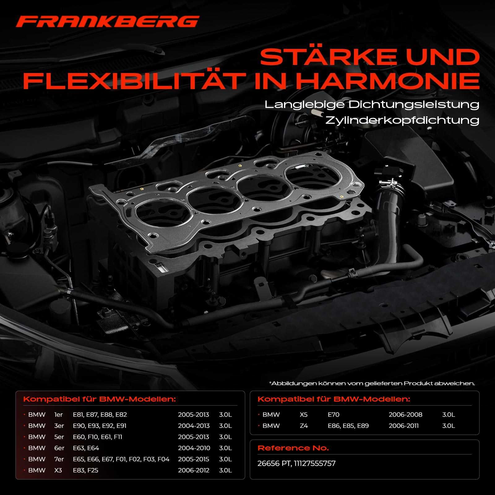 Frankberg Junta de culata junta de capa metálica 26656 PT | Compatible con: Serie 6 Convertible E64, Serie 1 Convertible E88, Z4 R.o.a.d.s.t.e.r E89, Serie 5 F10