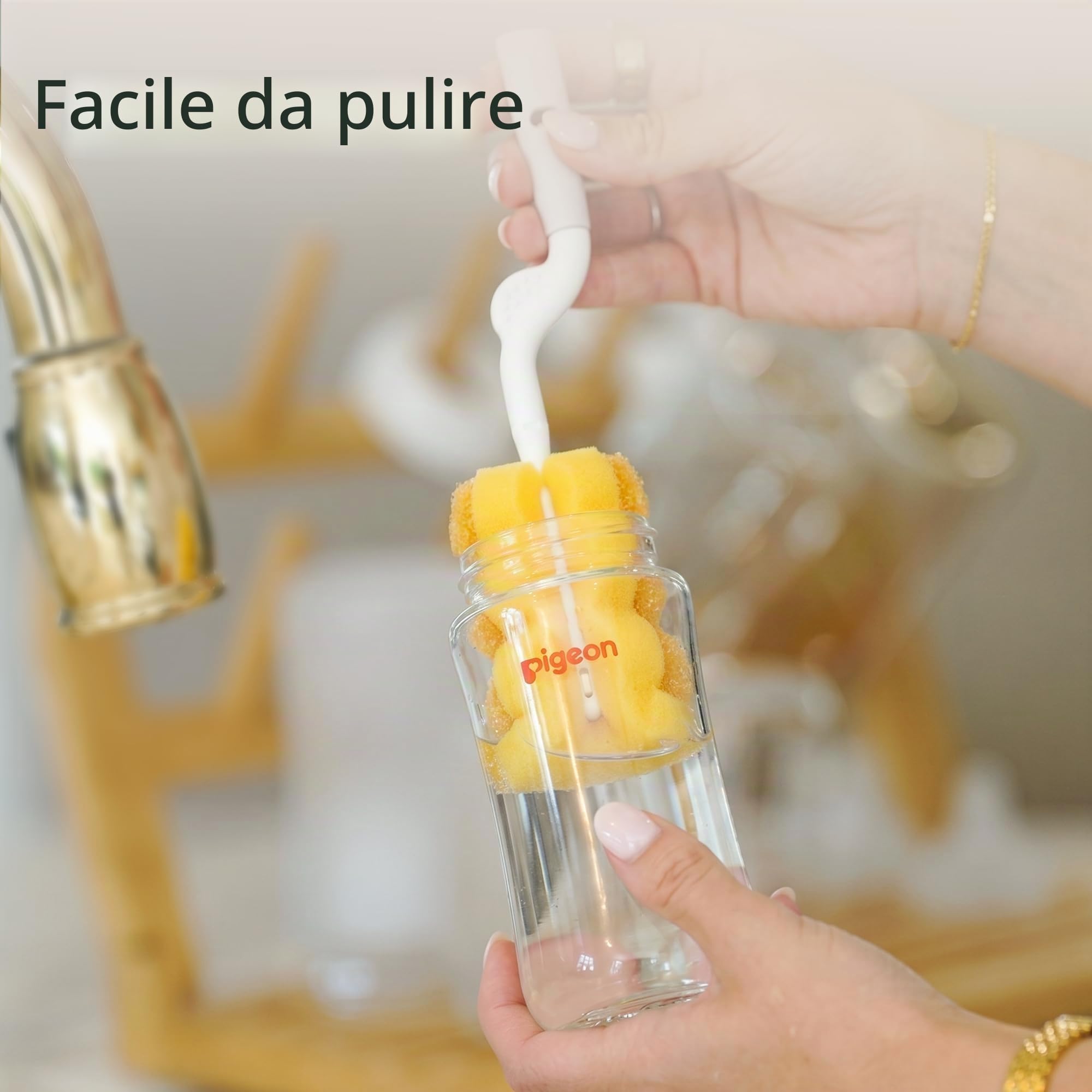Pigeon Bottiglia per allattamento in vetro a collo largo, anti-colica, corpo aerodinamico, sensazione naturale, facile da pulire, resistente al calore, 153,1 g (confezione da 2), include 2 tettarelle