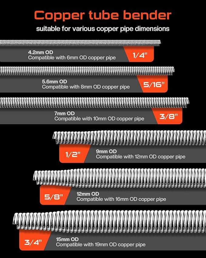 Doblador de Tubos de Cobre 6 en 1, 43 Pulgadas, 1/4" a 3/4" miniatura 4