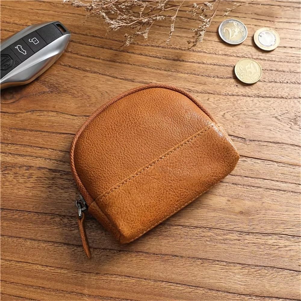Coin Purse for Men Men's Vintage Leather Wallet with Zippered Coin Mini Pouch(Colour 1)