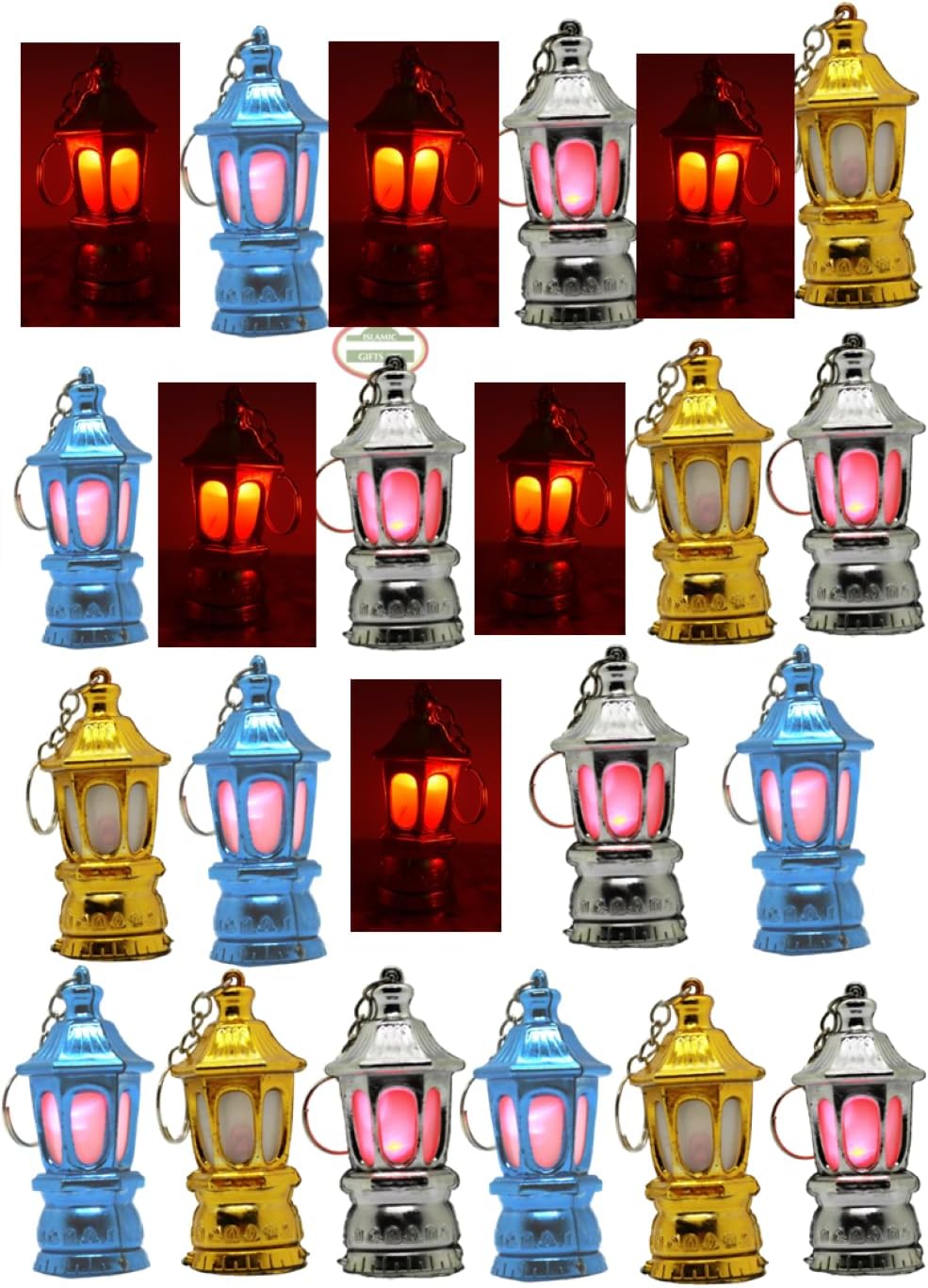 20 Mini Keychain Flashlights Pocket Ramadan Lantern Key Chain Keyring Islamic Eid Gift for Bag Handbag Purse Home Ramadan Gift