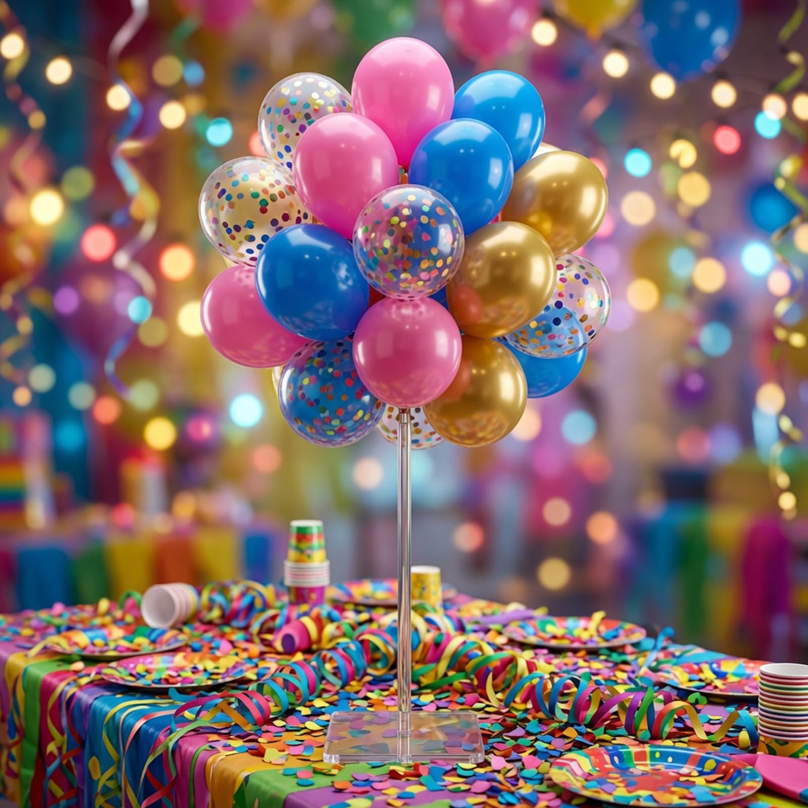 Wiederverwendbares Acryl-Ballonständer-Set – robustes Tischdisplay mit Stäben und Basis, Ballonständer für Tafelaufsätze, Tafelaufsatz, Tischdekoration für Partys (30,5 cm, 40,6 cm)