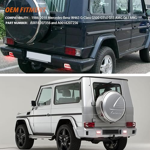 Miniatura 8 de ADIIL Juego de 2 luces LED de respaldo 3 en 1 con lente roja, kit de luces de marcha atrás, luces antiniebla para Mercedes Benz W463 Clase G