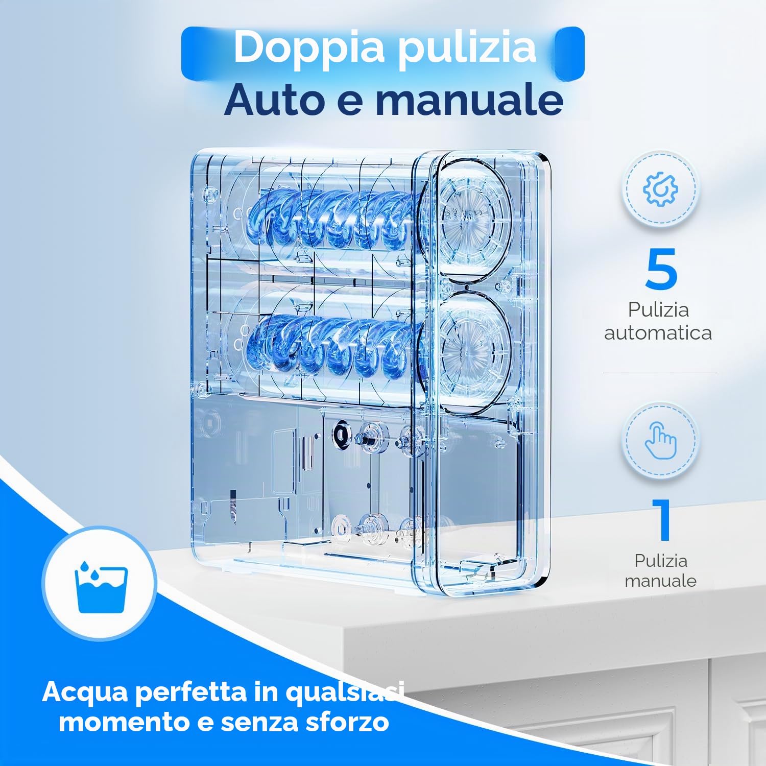 Ecoviva Sistema di filtraggio dell'acqua ad osmosi inversa, 600GPD, sistema ad osmosi inversa, acqua potabile, 8 stadi, sistema osmosi 2,5:1, rapporto di deflusso, RO e acqua filtrata, bianco