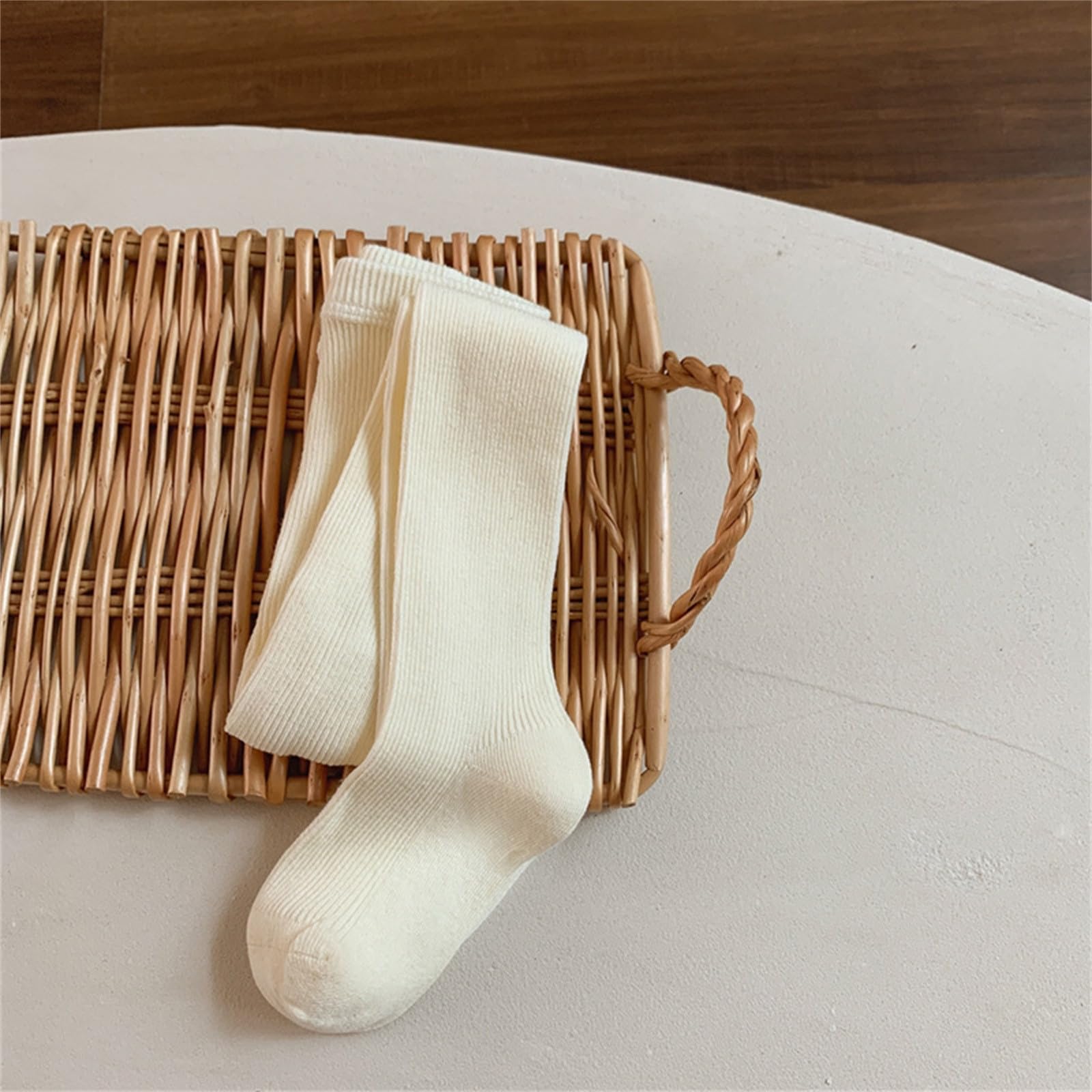 Collant da bambina in cotone con design a treccia come comodi leggings per la scuola per bambini (beige, 12-24 mesi)
