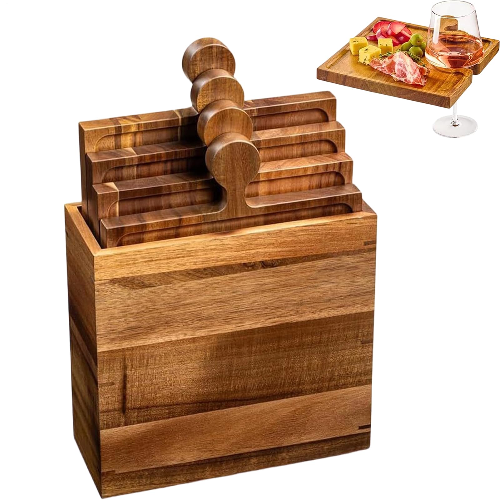 Bandeja Para Servir Comida Presentación Moderna De Madera Tipo Puzzle | Tabla de Quesos y Embutidos con Asas Para Alimentos Fruta Queso Aperitivos Postres Hogar Cocina Salón Y Mesa