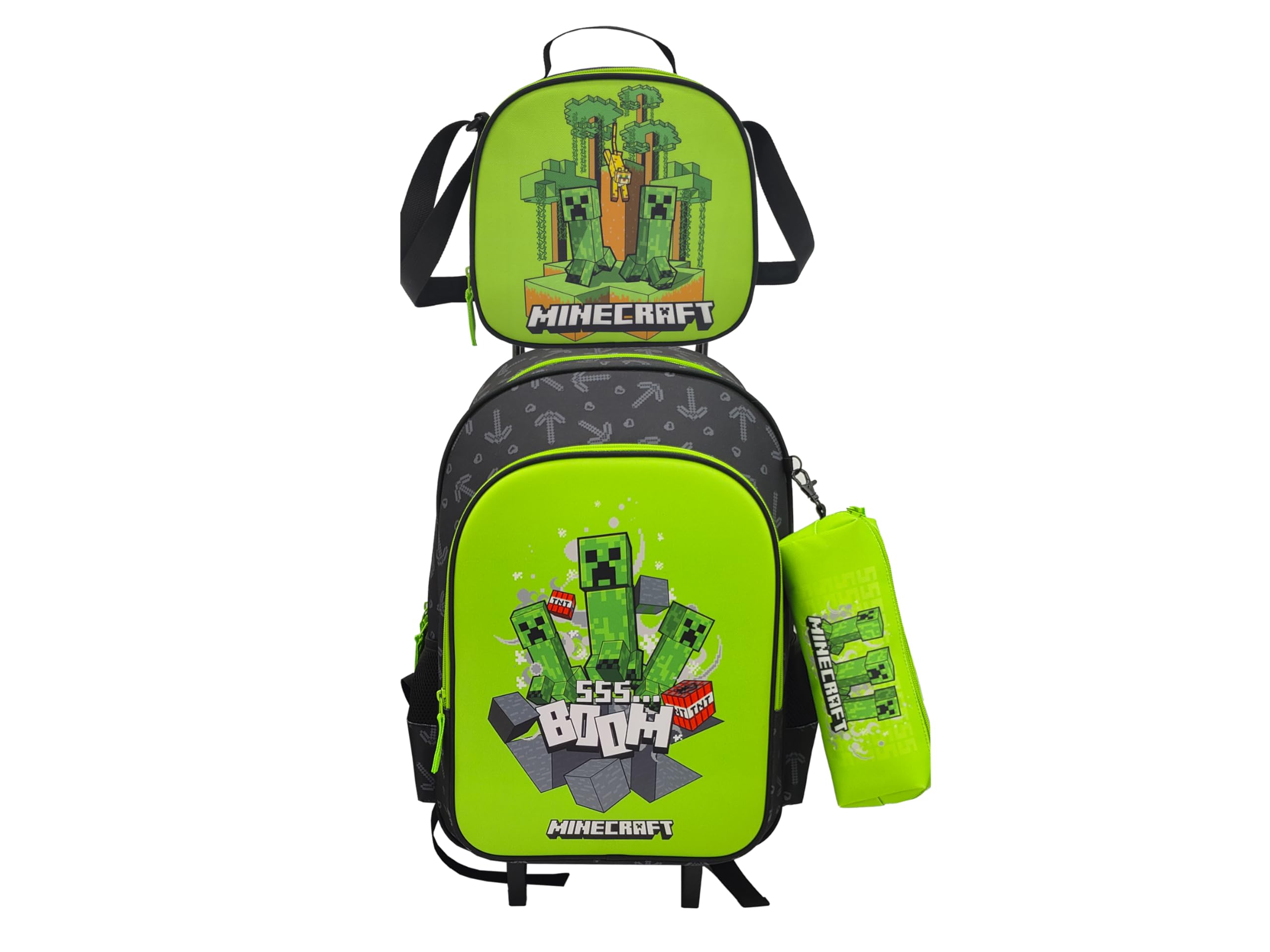 Set trolley Minecraft 3 pièces couleur verte avec boîte à lunch officielle - 8