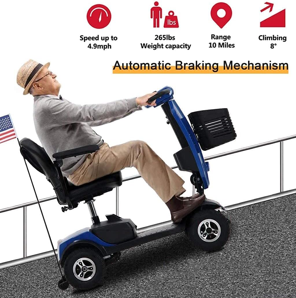 4 Wheel Powered Mobility Scooters for Seniors with Head Light, Quick Delivery, Folding Mobility Scooters for Adults with Basket for Gravida, Foldable in Boot Trunk for Traveling with Parents : Health & Household