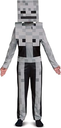 DISGUISE Official Minecraft Skeleton Costume Kids with Mask, Minecraft Costume Kids Boys Children Fancy Dress Up Outfit Halloween World Book Day Week Birthday