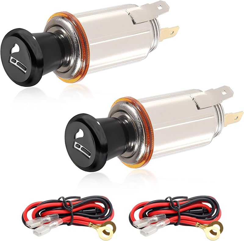 Acendedor de cigarro automotivo Yourkar DC 12 V com cabo para carros, caminhões, trailers, motorhomes e barcos – Pacote com 2 peças