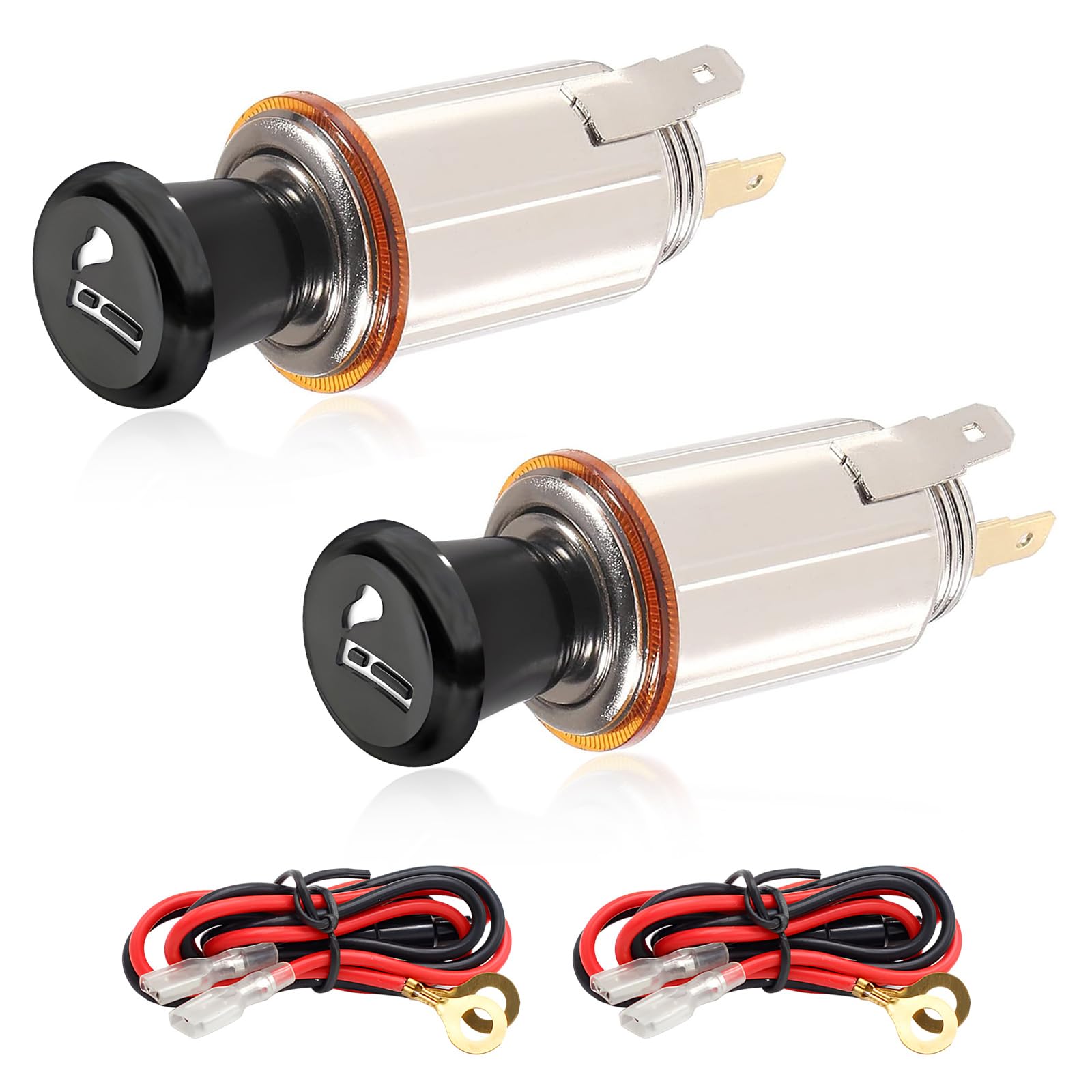 Yourkar 2 PCS Car Cigarette Lighter, DC 12V Auto Cigarette Lighter Socket Plug Element, Cigarette Lighter with Cable for Most Cars, Trucks, Trailers, RVs, Boats, Universal Car Accessories