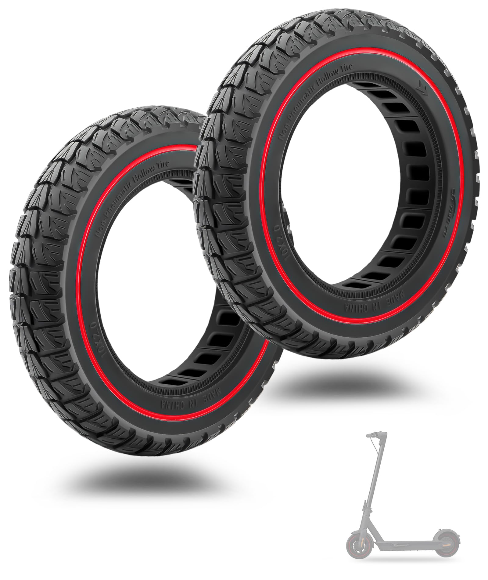 SYACHI Solid Wheels 10 Inches for Electric Scooter 10 x 2 for Xiao-mi M365/1s/Pro/Pro 2 Electric Scooter, Puncture Free Spare Wheel with Non-Slip and Wear-Resistant