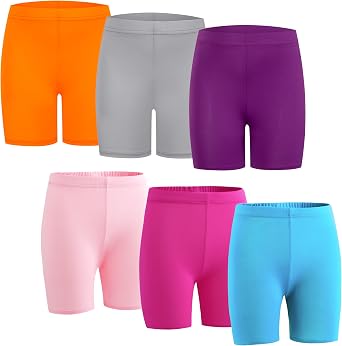 6 Pack Girls Dance Shorts Breathable Bike Shorts for Sports Play Underdress 3-12Y