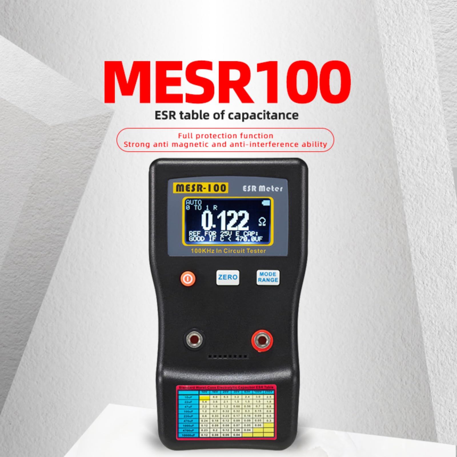 MESR-100 0,001 do 100R pojemnościowy tester rezystancji o niskiej omierza ESR