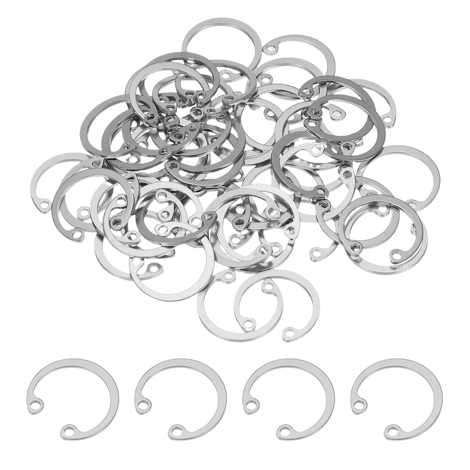 PATIKIL 50 Pcs 18mm ID Internal Retaining Rings E-Clip Snap Ring 304 Stainless Steel, Silver