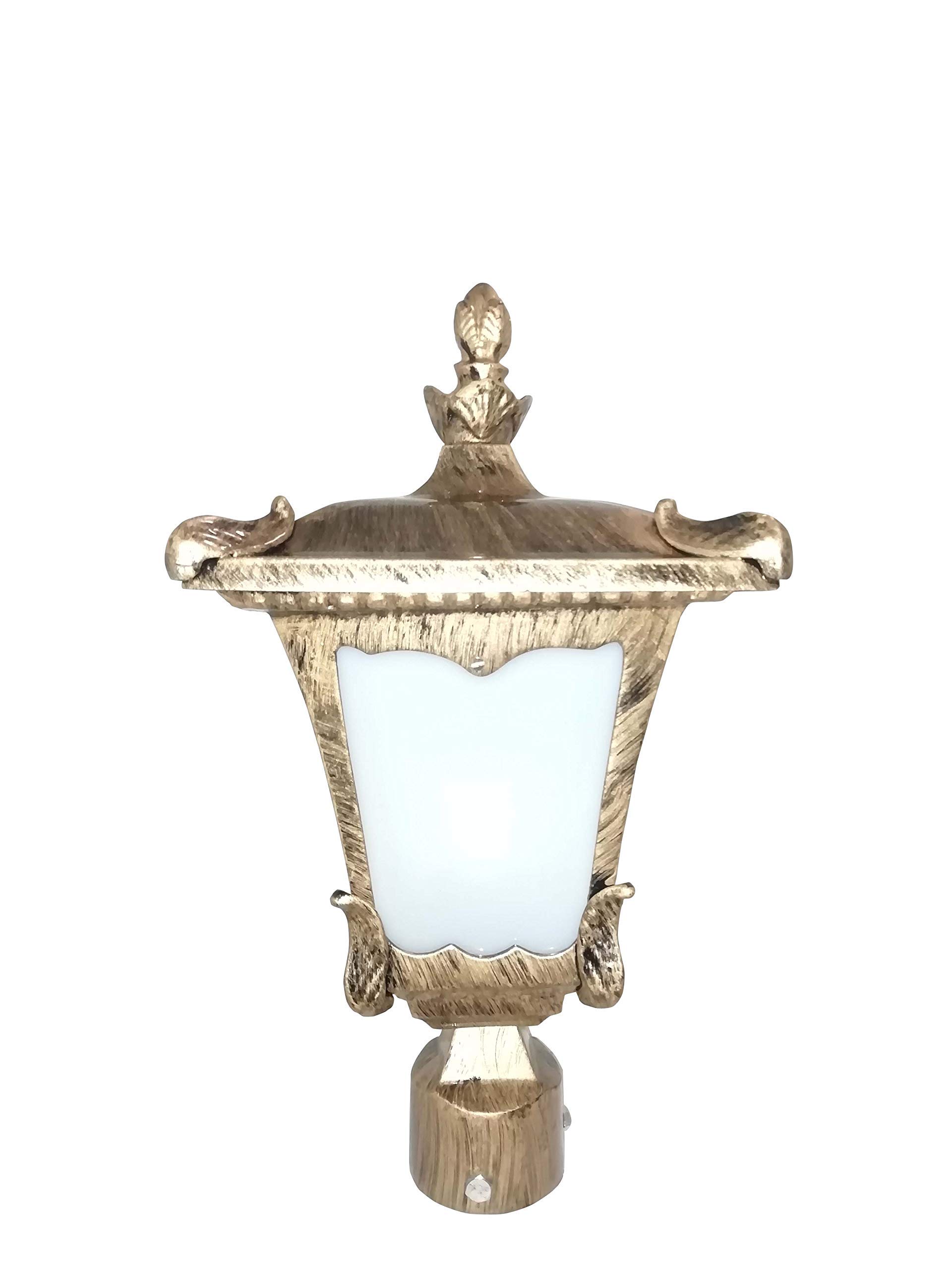 Atharv DECORB22 Holder Antique Golden Metal Gate Light for Pillar | Waterproof Outdoor Wall Mounted Lamp for Garden, Balcony, Boundary & Entrance | Stylish Vintage Design (Bulb Not Included)