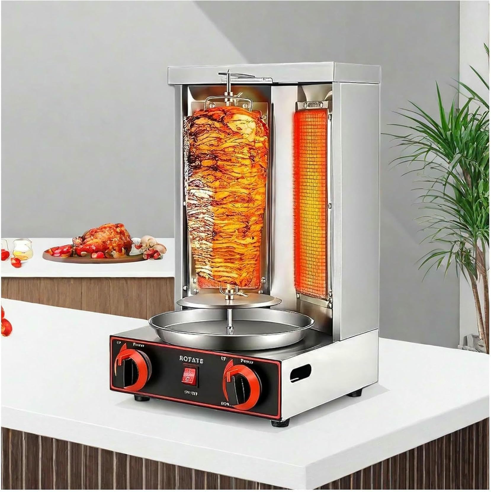 AYCDL Grill Machine, Gas Doner Kebab Machine, Vertical Broiler Gyro Meat Rotisserie, Stainless Steel Grill Rotating Oven