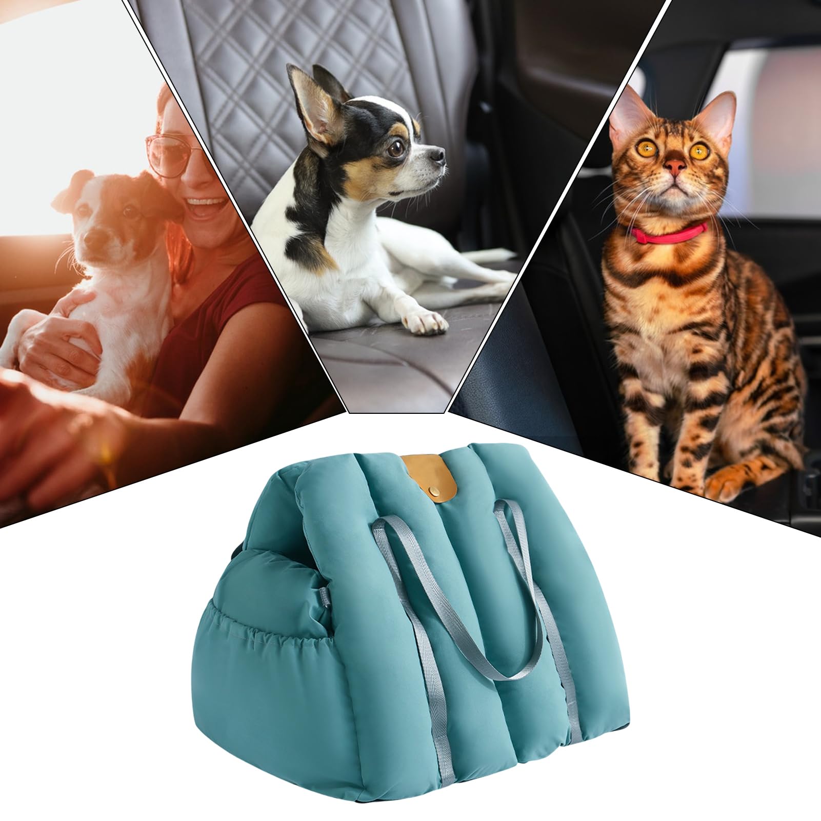 Asiento Elevador de Coche para Mascotas – Cama compacta de Viaje para | cachorros, transportador portátil suave, soporte de seguridad , asiento portátil ajustable para perros y gatos, para