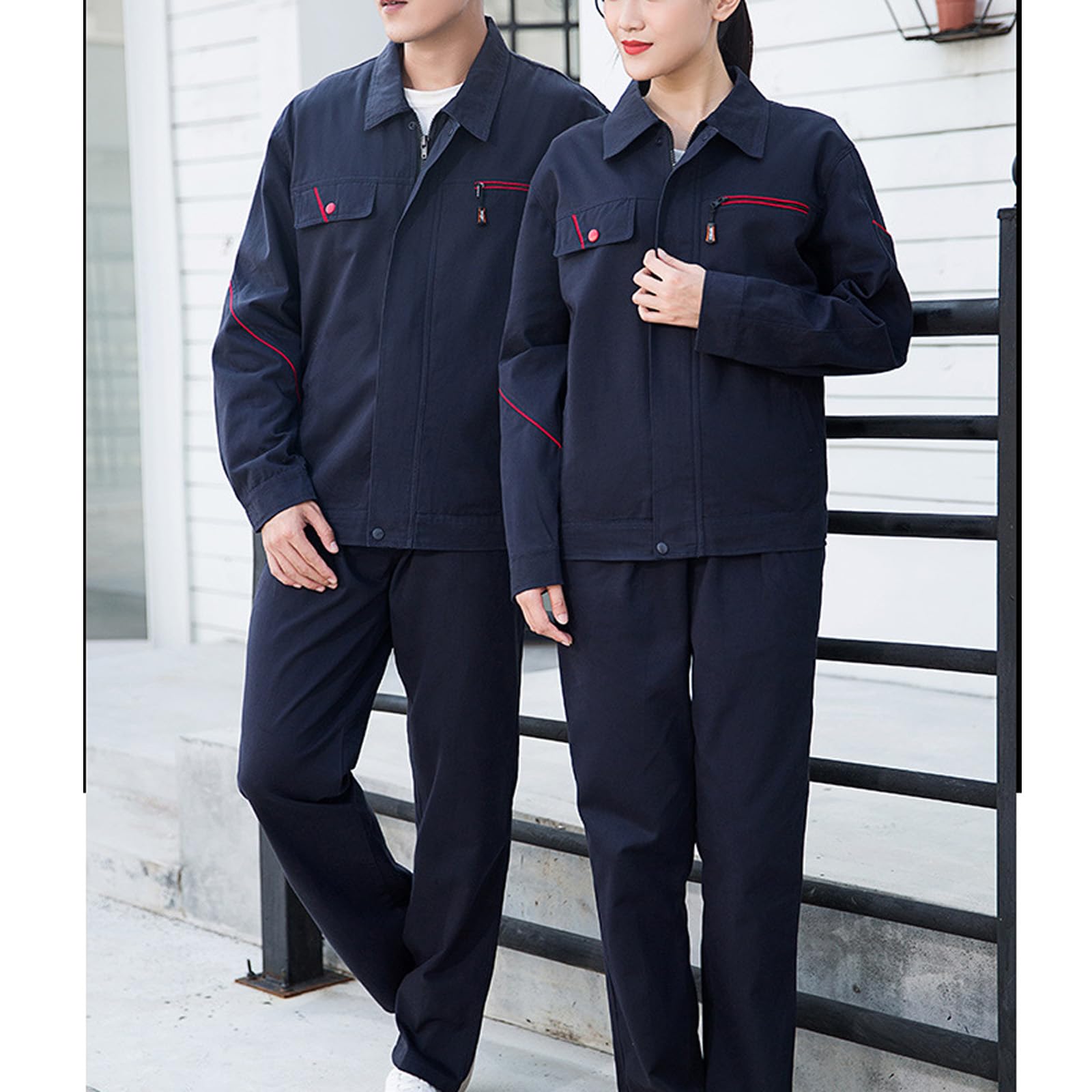 Unisexe À Manches Longues Travail Coverall Workwear Hommes De Salopette Top & Pantalons Ensemble Coton Uniformes