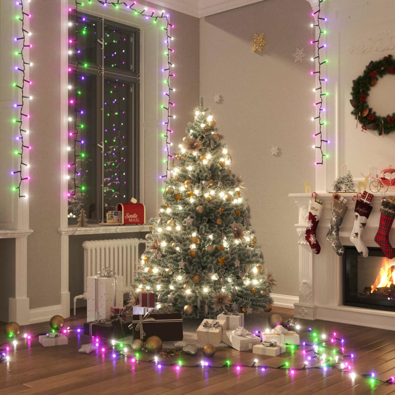 Kompaktowa taśma świetlna z 2000 diodami LED PVC Pastelowa wielokolorowa 45 m, zewnętrzne lampki choinkowe, oświetlenie wewnętrzne, dekoracyjne światła do pokoju, dekoracja bożonarodzeniowa do