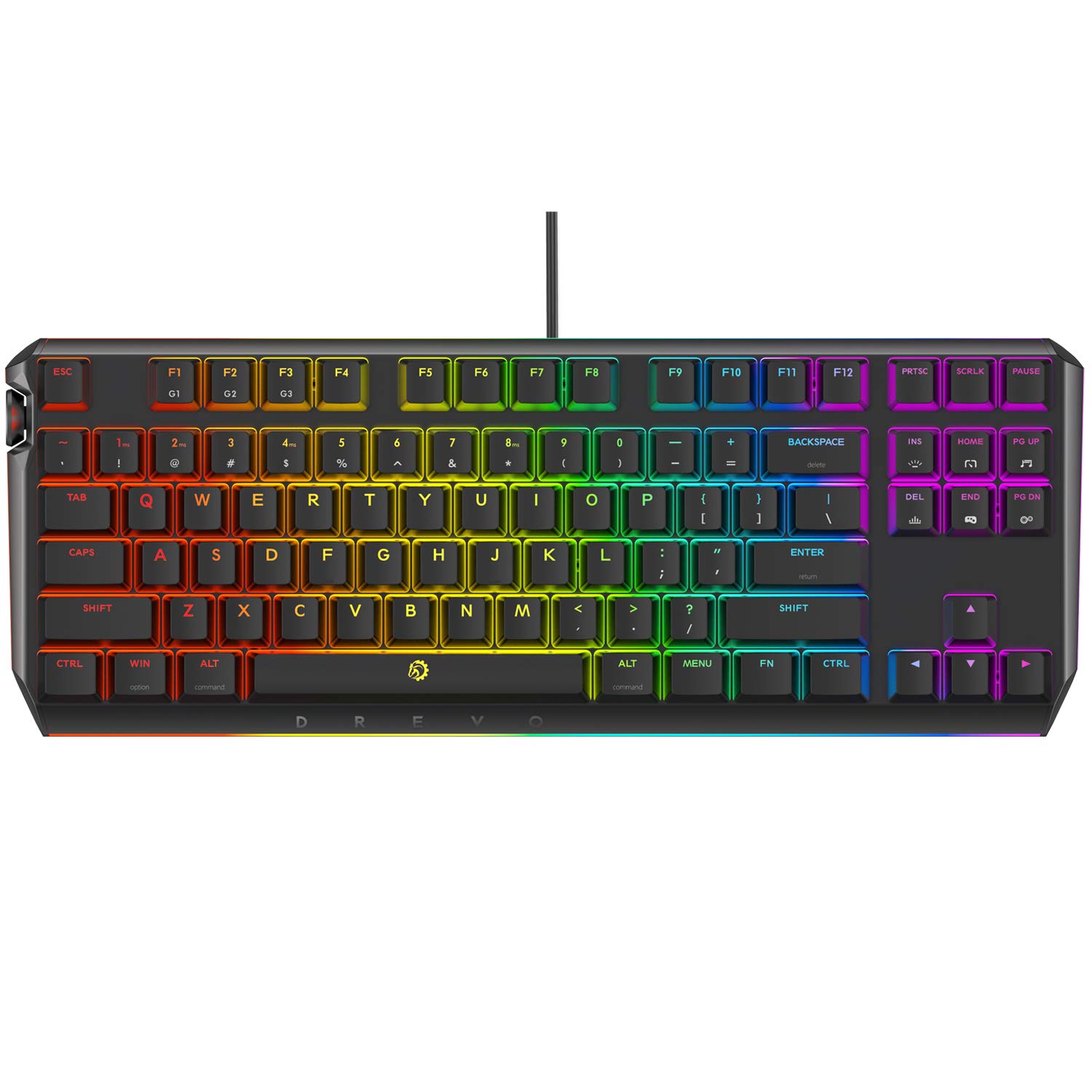 DREVO BladeMaster TE 87K Mechanical Gaming Keyboard + 35 PBT Keycaps (RGB Blue Switch, US Layout)