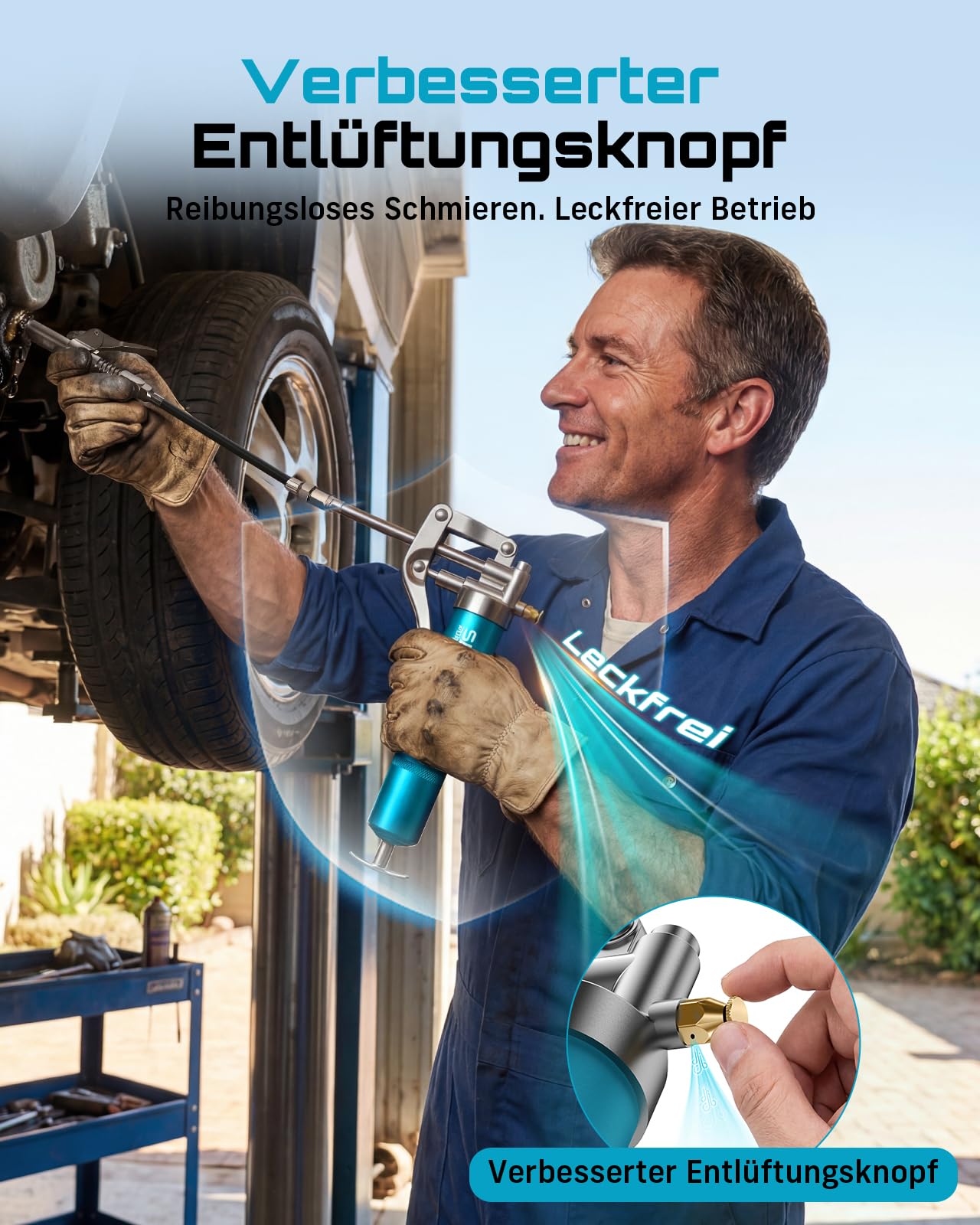 Seesii Mini prasa smarowa 4000 psi, zestaw małych pras smarowych z wężem elastycznym, 4 złącze, rura przedłużająca, kompaktowa i zabezpieczona przed wyciekiem, do motocykli, samochodów, maszyn
