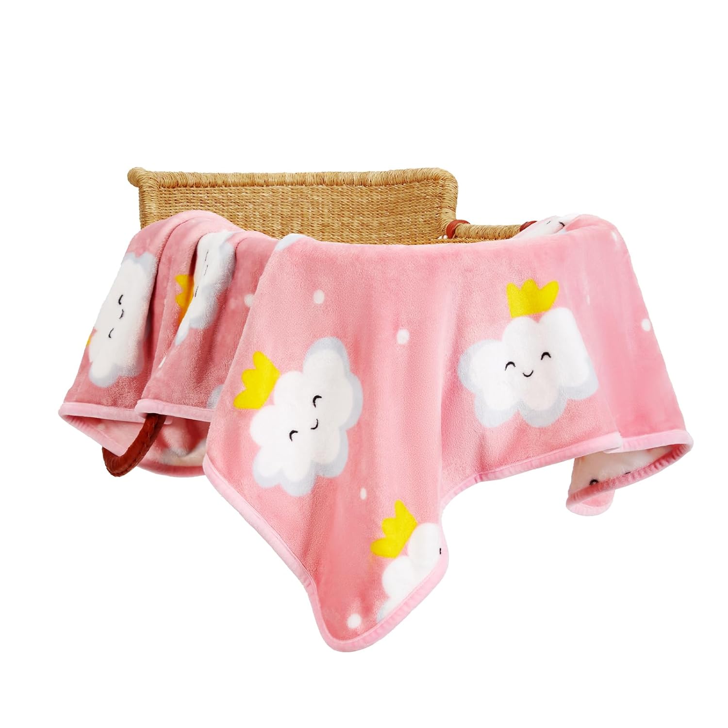 TILLYOU Toddler Flannel Blanket – Warm Cozy Baby Blanket for Boys and Girls, Smooth Cute Lightweight Blanket for Bedding Crib Stroller, 40×50 Inches, Pink Cloud