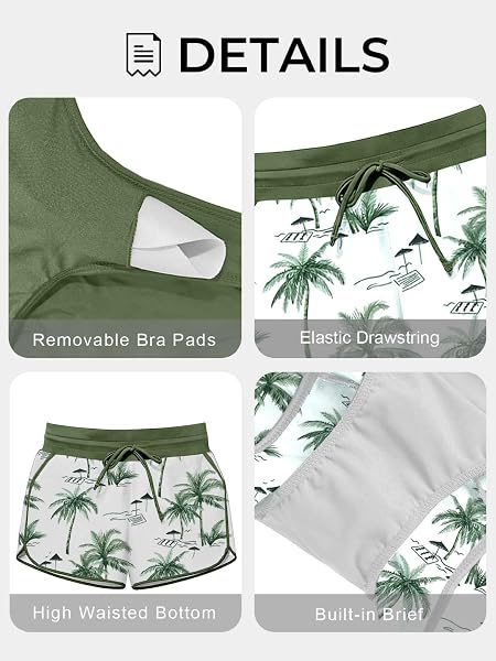 CheChury Tankinis Mujer Tallas Grandes Traje de Baño 2 Piezas Bañador Reductor Vientre Plano Bikini Push Up con Shorts Conjuntos de Tankini Sport Bañadores Dos Piezas Deportivos Mujer Natacion Playa - 4