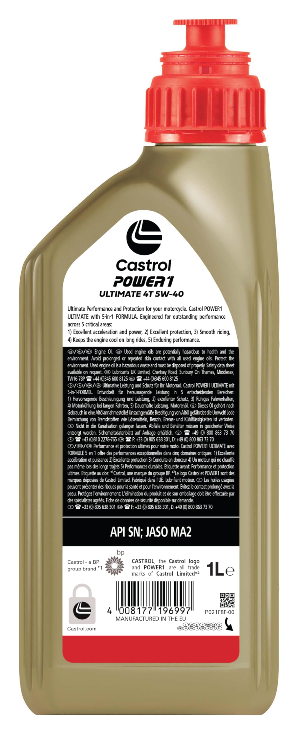 Castrol POWER1 Ultimate 4T 5W-40 Aceite de Moto 1L - 2