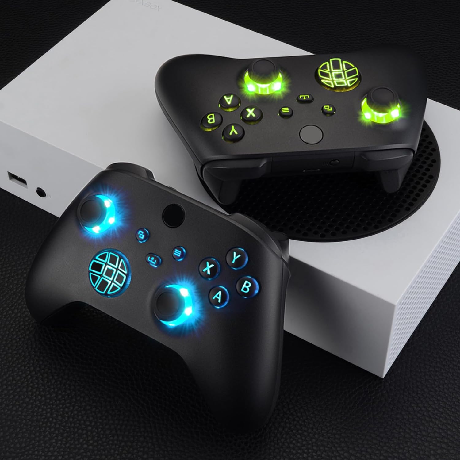 eXtremeRate Multi-Colors Luminated D-pad Thumbsticks Start Back Sync ABXY Buttons for Xbox Series X/S Controller, Black Classical Symbols Buttons DTF V2 LED Kit for Xbox Core Controller Model 1914 - Image 6