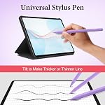 Universal Stylus Pen for iPad iPhone Android Tablets, No Bluetooth or Pairing Needed, USB-C Fast Charging, 4 LED Battery Indicators, Works with Most Touchscreen Devices,Purple