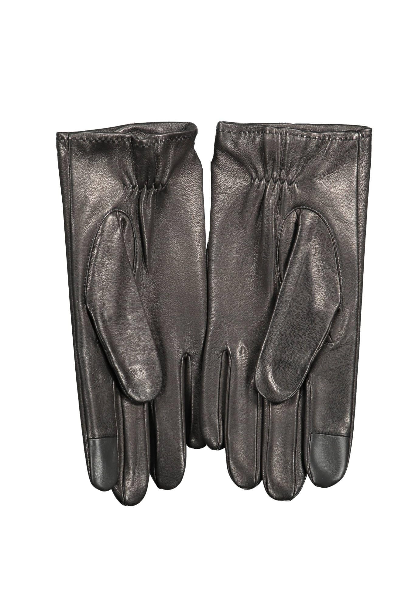 Tommy Hilfiger Schwarzer Lederhandschuh, Schwarz, Einheitsgröße