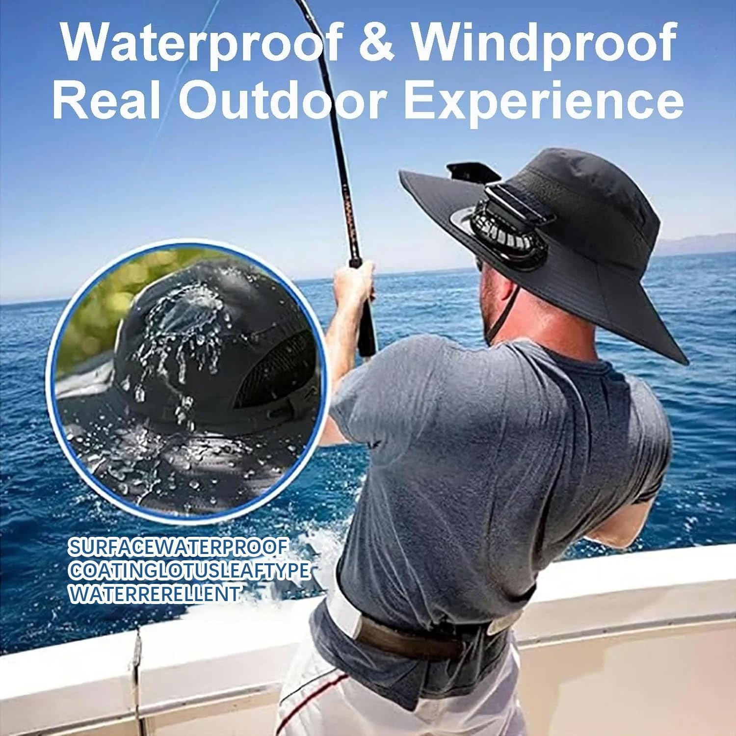 Solar Powered Fan Hat with 2 USB Solar Charging Removable Fans Wide Brim Sun Hat for Outdoor Fishing, Hiking Gardening - Image 3