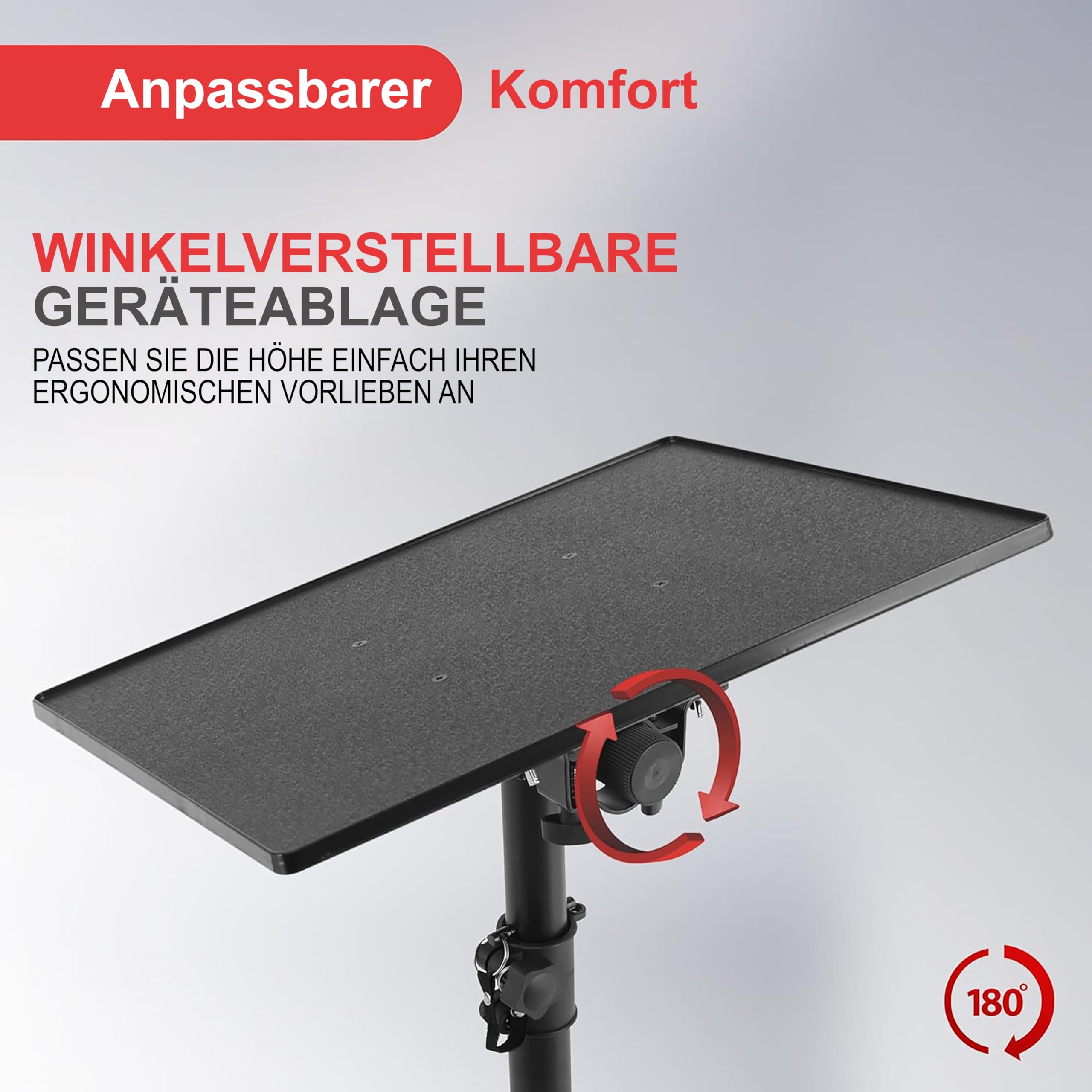 Pyle Laptop Ständer höhenverstellbar – Laptopständer & Projektorständer für Bühne, Büro & Studio, klappbar, robust, 85–125 cm Höhe, für Notebook, Beamer, DJ & Präsentationen