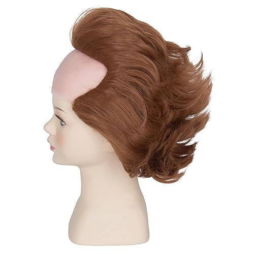 Miniatura 4 de Miss U Hair - Peluca corta ondulada de caoba para niños, peluca de payaso calvo para niños, pelucas de fiesta de Halloween