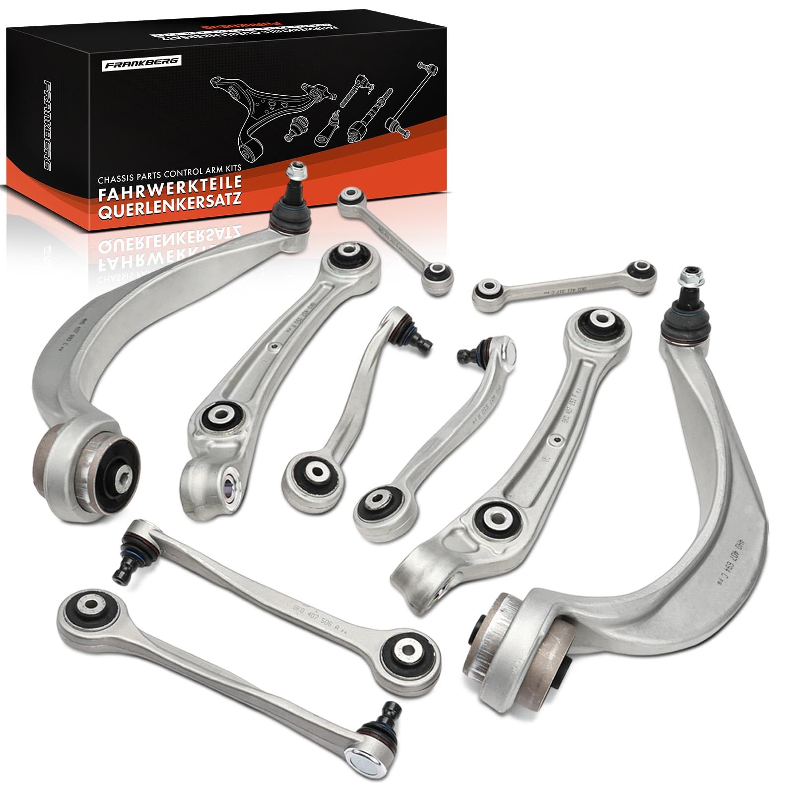 Frankberg 2x Biellettes Barre Stab + 8x Bras de suspension Avant Gauche Droite Compatible avec A4 Avant 8K5 Q5 8RB A4 8K2 A4 Allroad 8KH M.a.c.a.n 95B A5 Sportback 8TA A5 8T3 A5 Remplacer# 8K0411317D