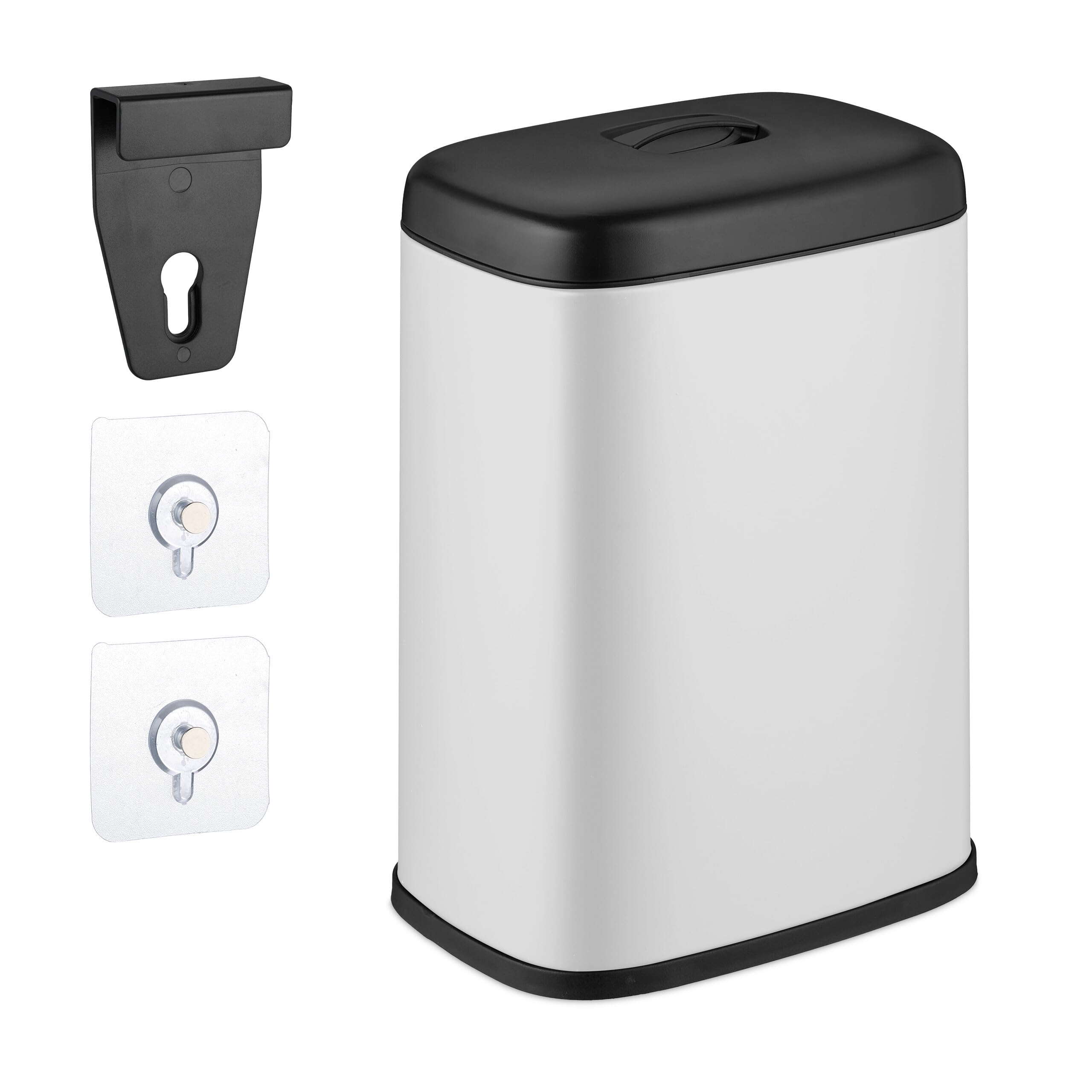 Relaxdays Hanging Kitchen Waste Bin, Vol. 5 L, Rubbish Container with Lid, Plastic, Dustbin, 29 x 21.5 x 16.5 cm